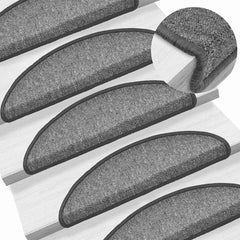 vidaXL Stair mats 10 pcs 56 x 17 x 3 cm Non-Slip Dark Grey 1