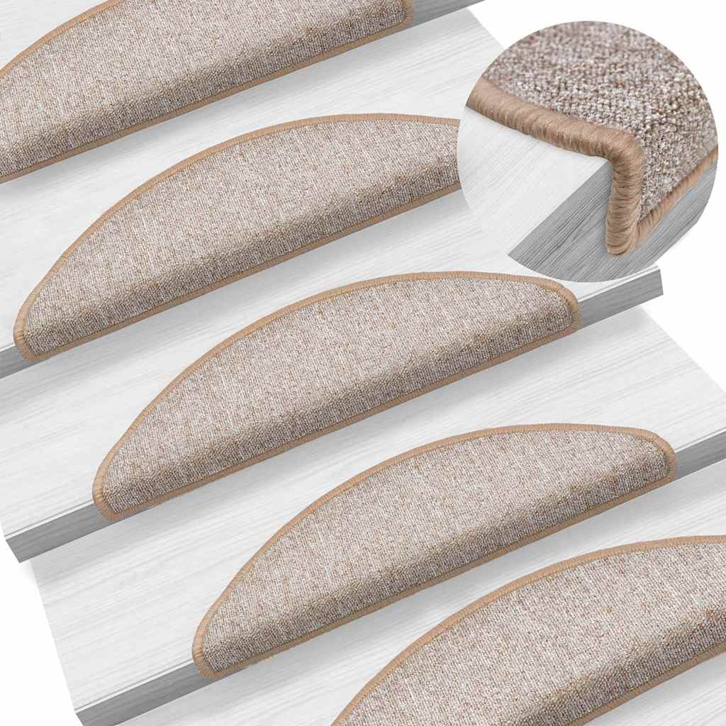 vidaXL Stair mats 10 pcs 56 x 17 x 3 cm Non-Slip Light Brown 1