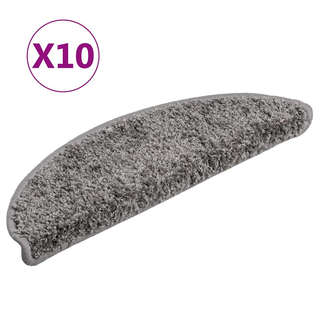 vidaXL Stair Mats 10 pcs 56x17x3 cm Grey Half Round 2