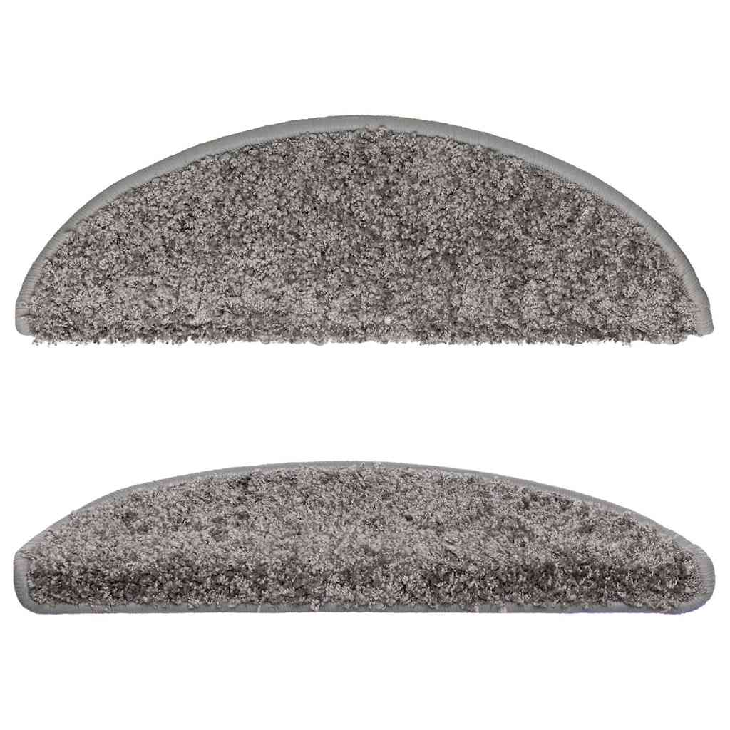 vidaXL Stair Mats 10 pcs 56x17x3 cm Grey Half Round 4