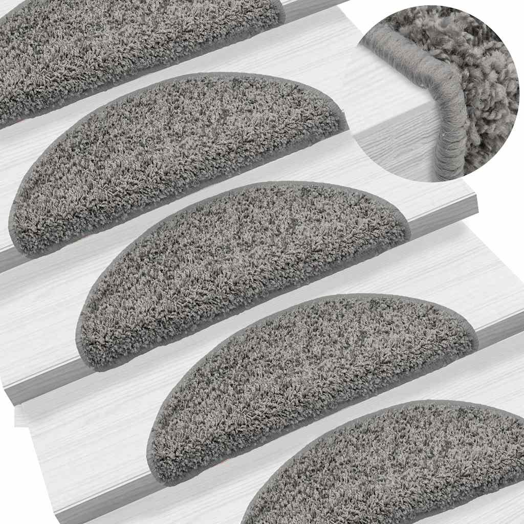 vidaXL Stair Mats 10 pcs 56x17x3 cm Grey Half Round 1