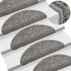 vidaXL Stair Mats 10 pcs 56x17x3 cm Grey Half Round 1