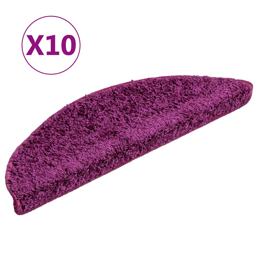 vidaXL Stair Mats 10 pcs 56x17x3 cm Violet Half Round 2