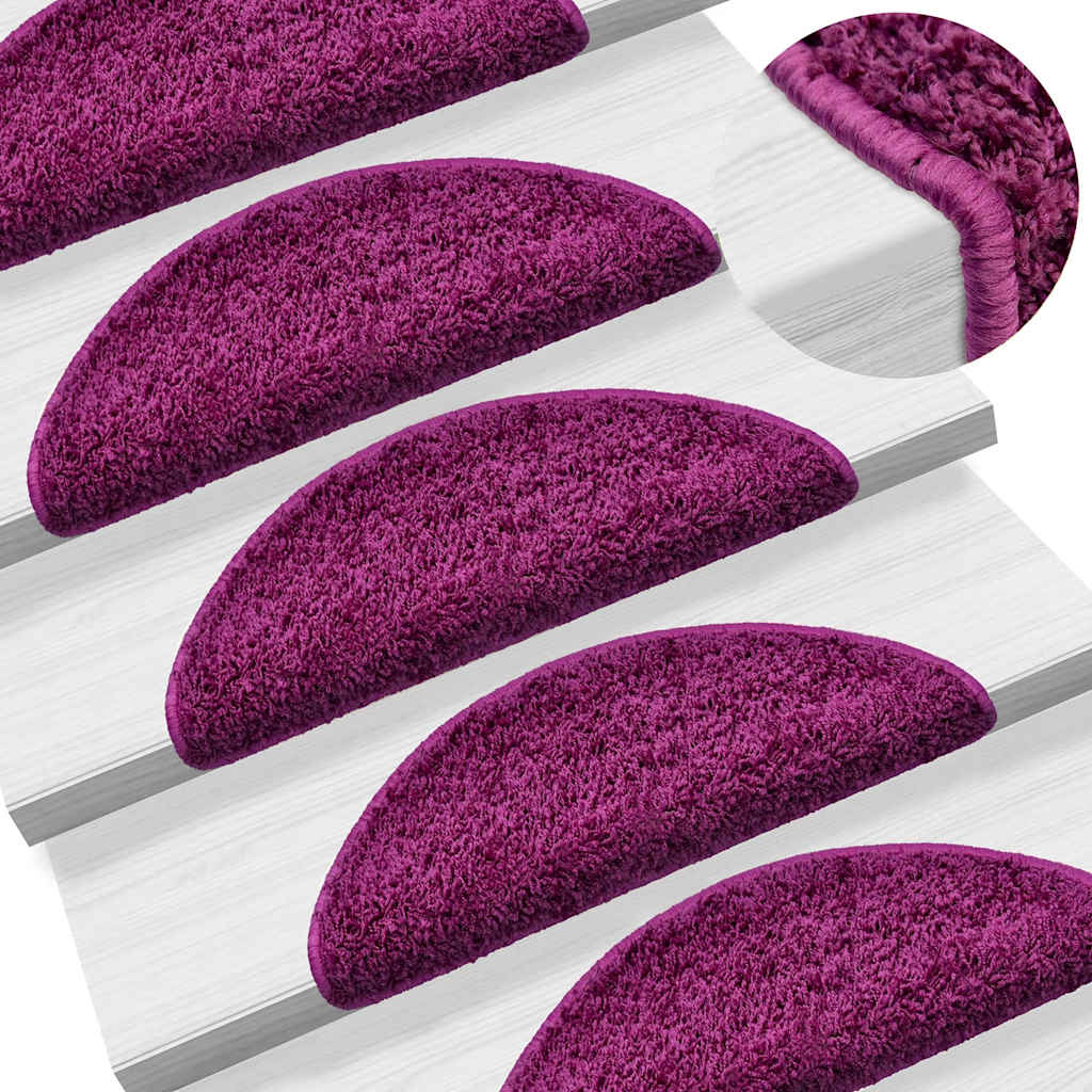 vidaXL Stair Mats 10 pcs 56x17x3 cm Violet Half Round 1