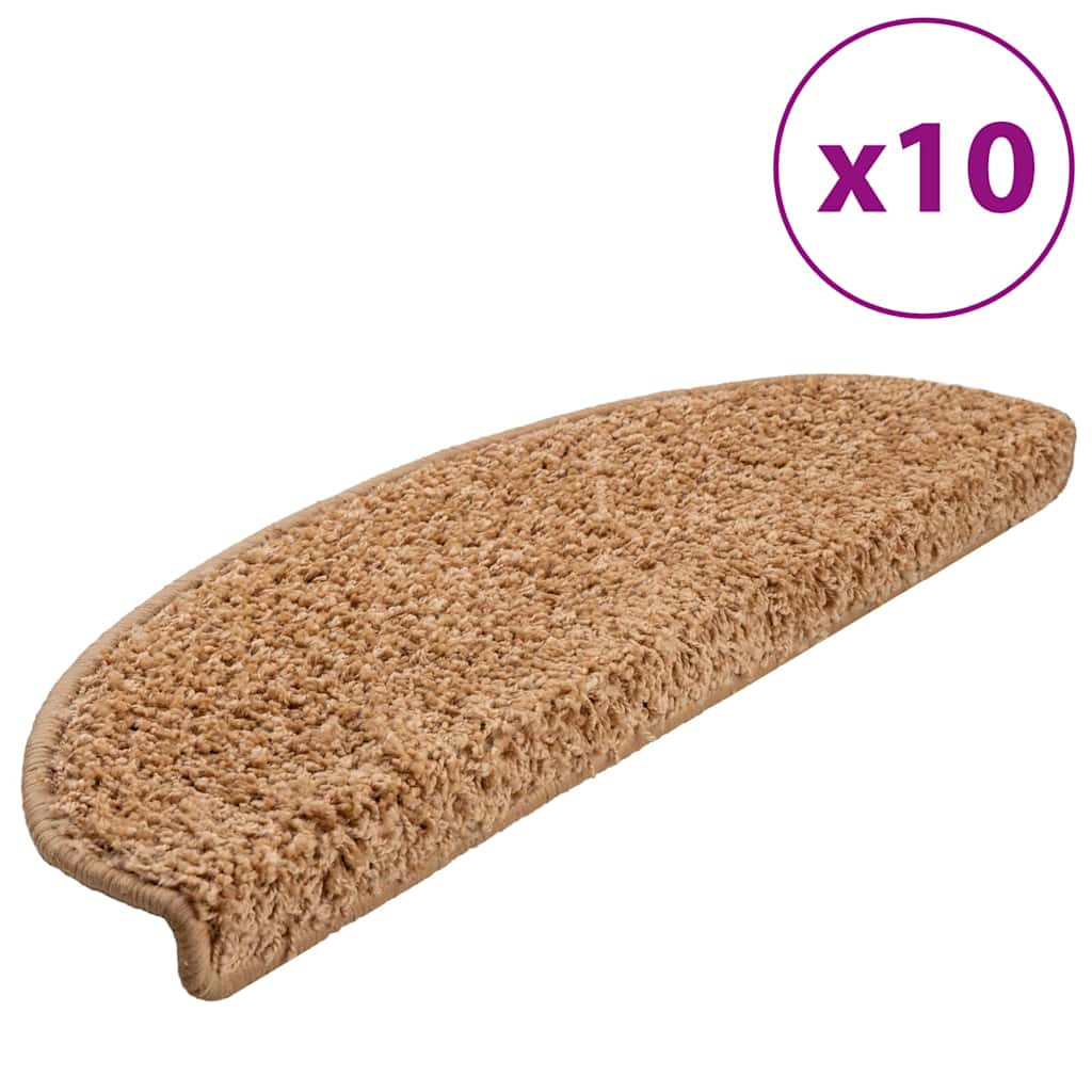 vidaXL Stair Mats 10 pcs 65x21x4 cm Beige Half Round Large 2