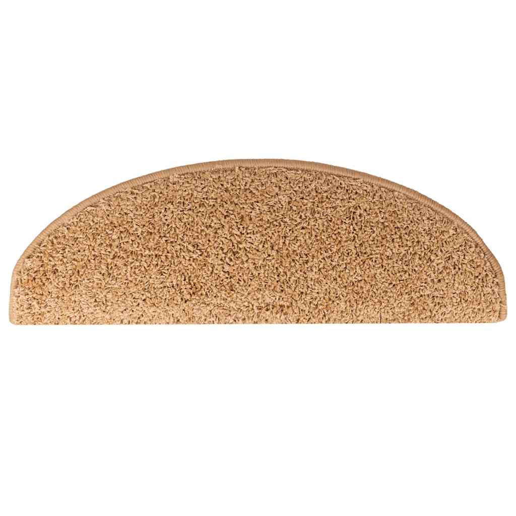 vidaXL Stair Mats 10 pcs 65x21x4 cm Beige Half Round Large 4