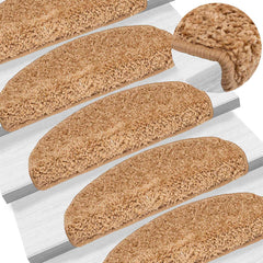 vidaXL Stair Mats 10 pcs 65x21x4 cm Beige Half Round Large 1