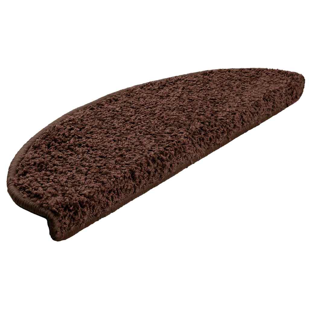 vidaXL Stair Mats 10 pcs 65x21x4 cm Brown Half Round Large 3