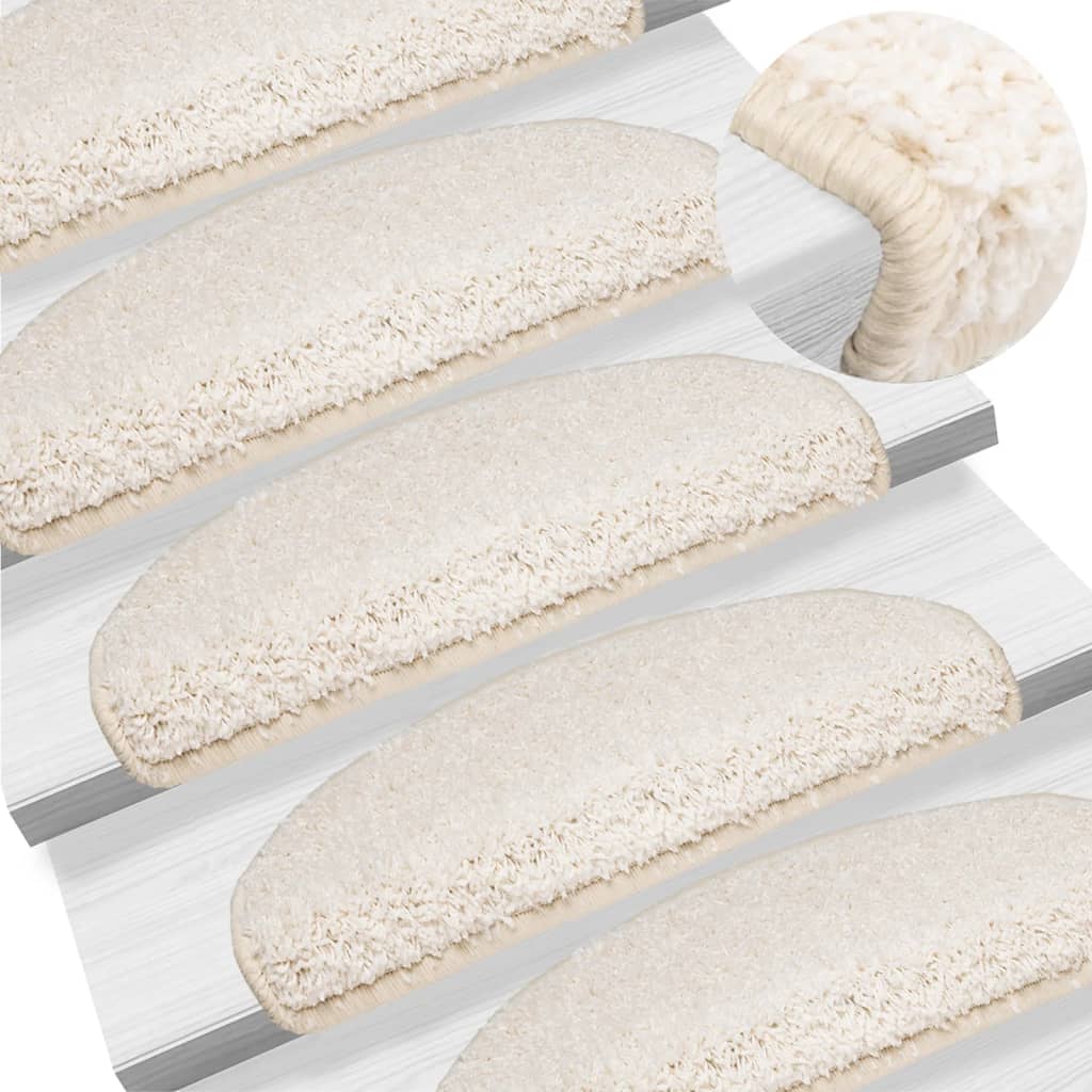 vidaXL Stair Mats 10 pcs 65x21x4 cm White Half Round Large 1