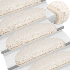 vidaXL Stair Mats 10 pcs 65x21x4 cm White Half Round Large 1
