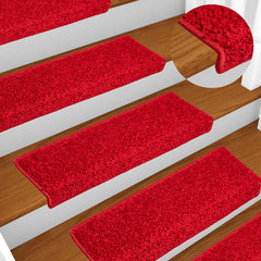 vidaXL Stair Mat | Set of 10 | Red | Needle-punched fabric (100% polypropylene) 1