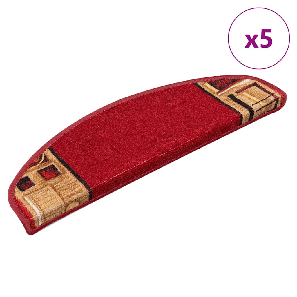 vidaXL Stair Mats Self-adhesive 5 pcs 65x21x4 cm Red 1