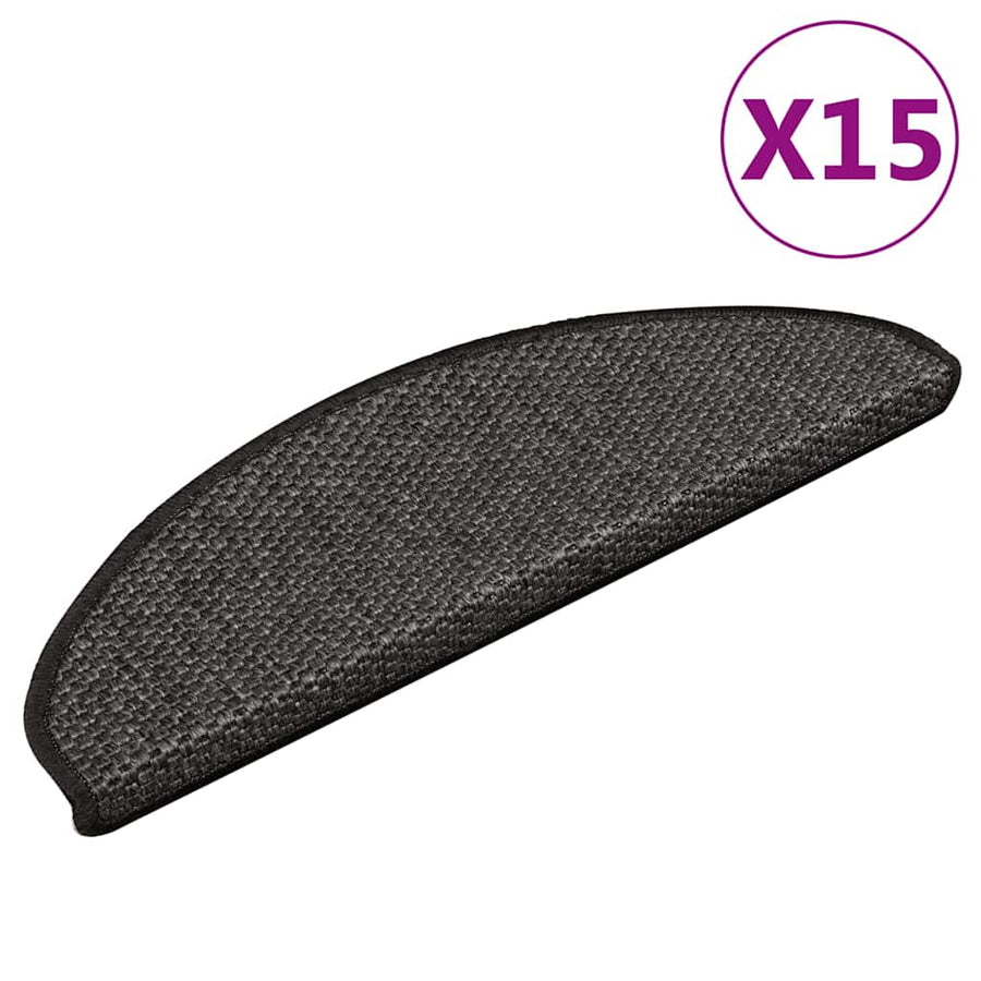 Stair Mats Self-adhesive Sisal-Look 65x21x4 cm 15 pcs Anthracite
