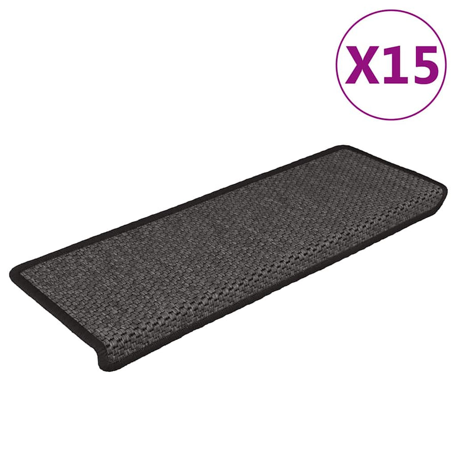 Stair Mats Self-adhesive Sisal-Look 65x21x4 cm 15 pcs Anthracite