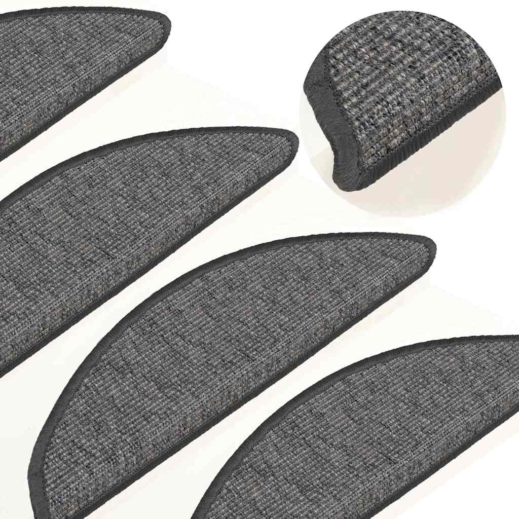Stair Mats 15 pcs 56x17x3 cm Half Round Beige and grey