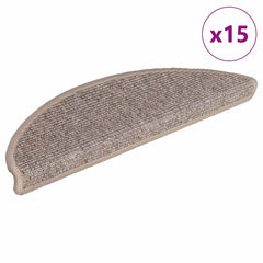 Stair Mats 15 pcs 56x17x3 cm Half Round Dark beige