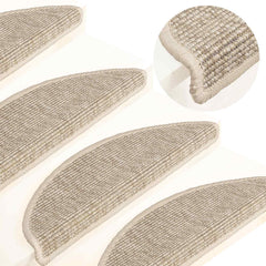 Stair Mats 15 pcs 56x17x3 cm Half Round Light beige
