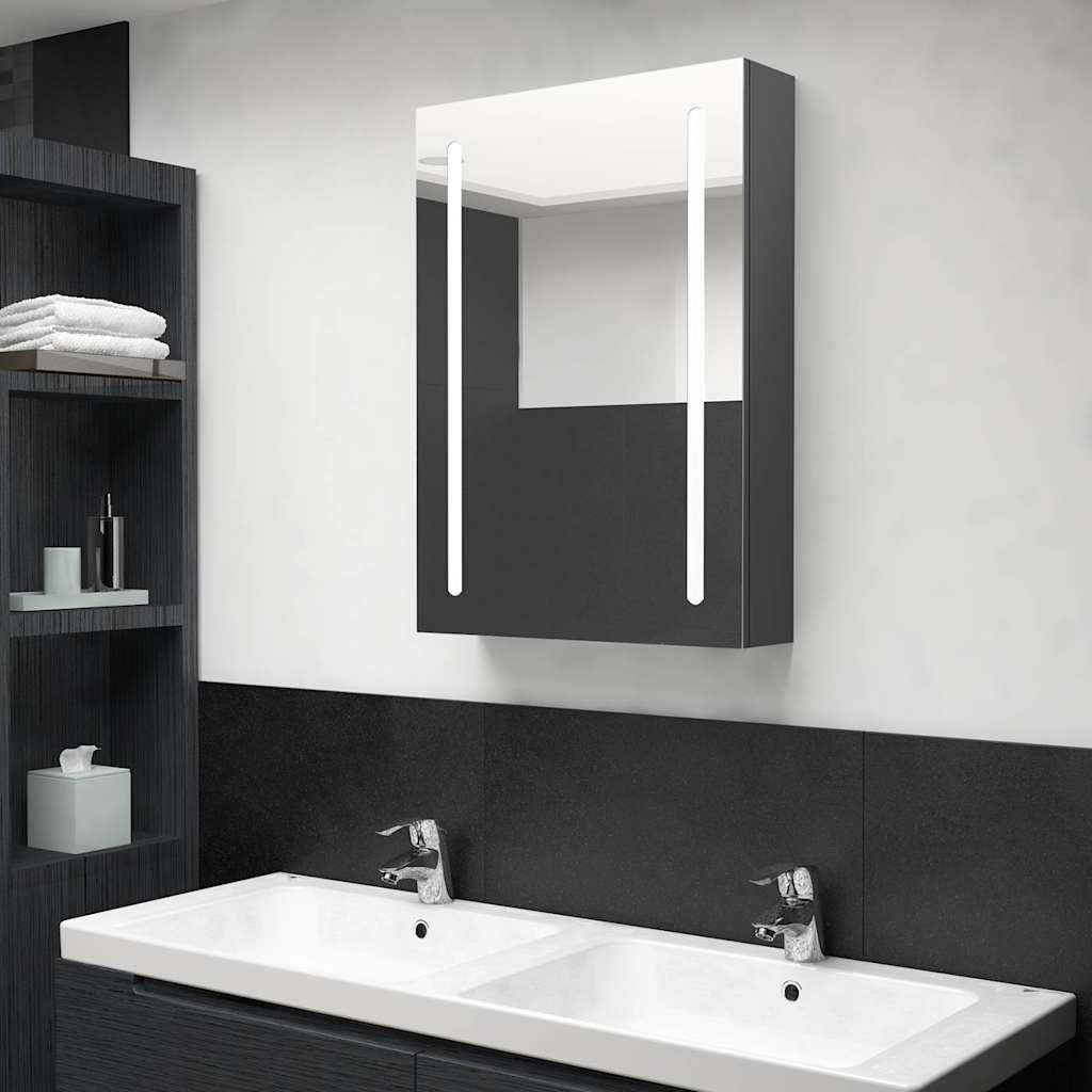 LED Bathroom Mirror Cabinet 50x13x70 cm Grey