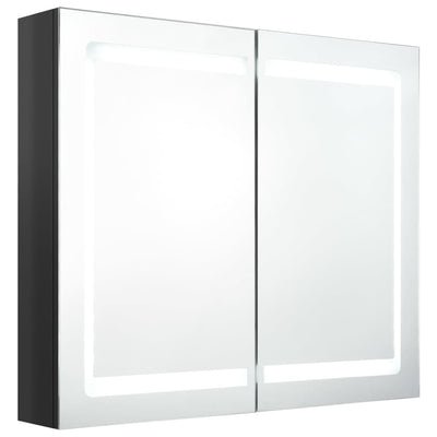 LED Bathroom Mirror Cabinet Shining Black 80x12x68 cm