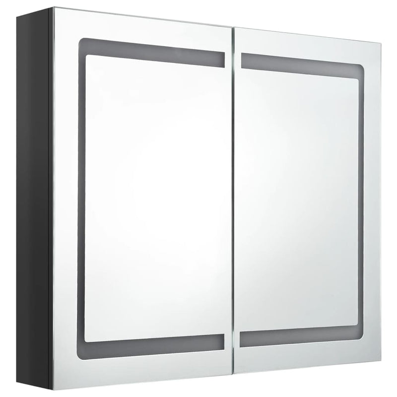 LED Bathroom Mirror Cabinet Shining Black 80x12x68 cm