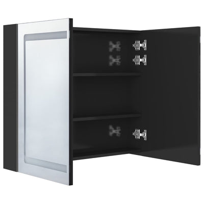 LED Bathroom Mirror Cabinet Shining Black 80x12x68 cm