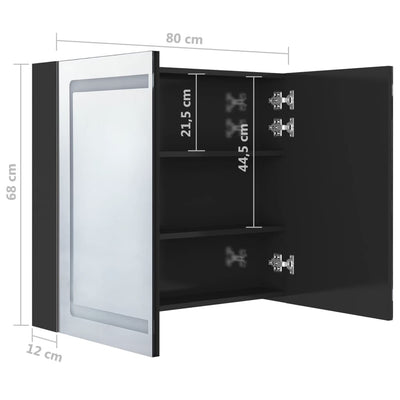 LED Bathroom Mirror Cabinet Shining Black 80x12x68 cm