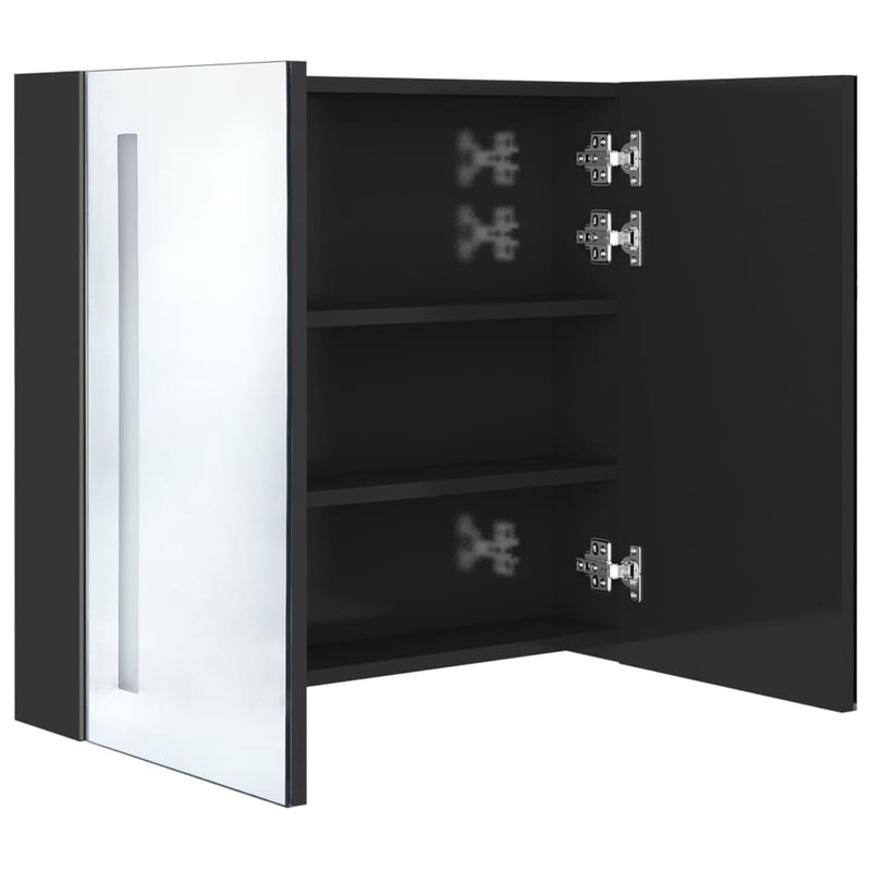 LED Bathroom Mirror Cabinet Shining Black 62x14x60 cm