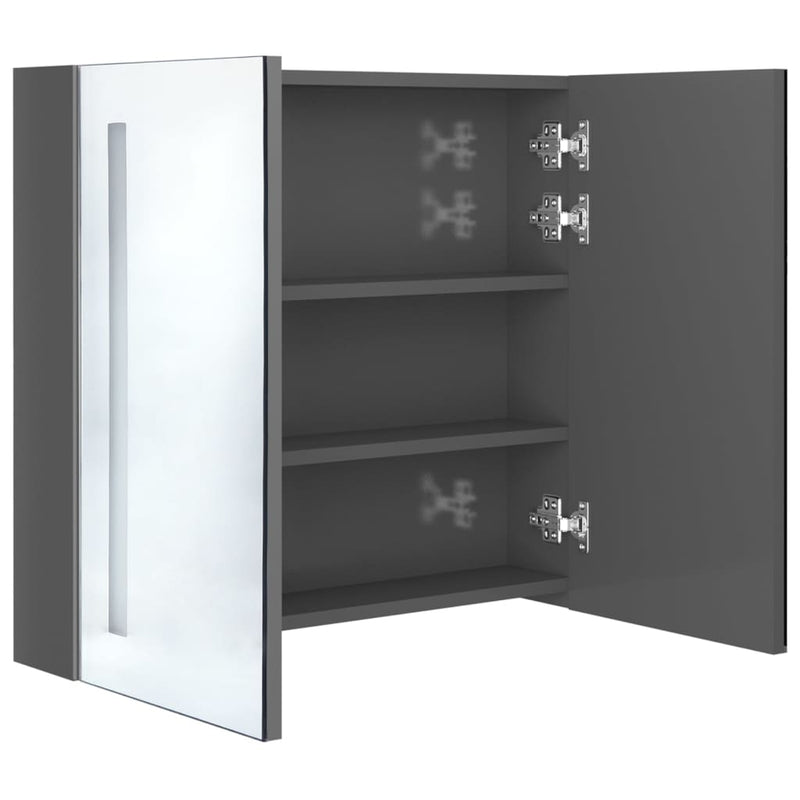 LED Bathroom Mirror Cabinet Shining Grey 62x14x60 cm