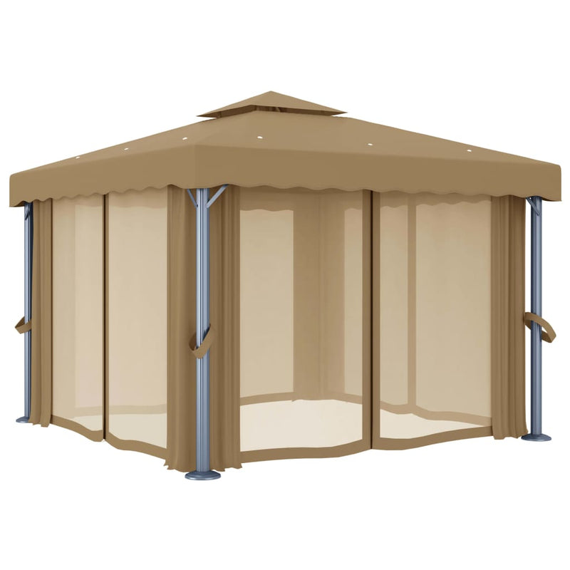 Gazebo with Curtain 3x3 m Taupe Aluminium