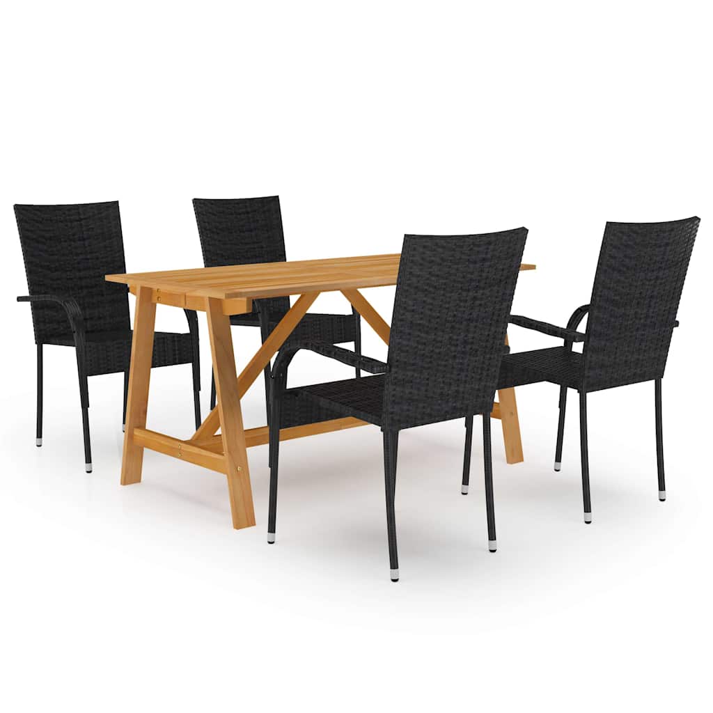vidaXL 5 Piece Garden Dining Set Black 1