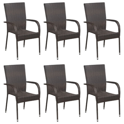 7 Piece Garden Dining Set Brown