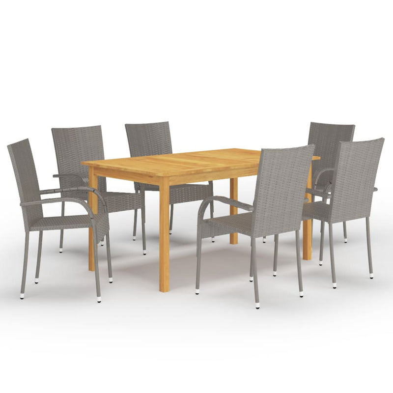 7 Piece Garden Dining Set Grey