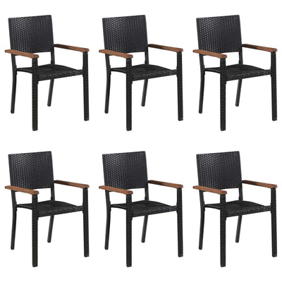 7 Piece Garden Dining Set Black