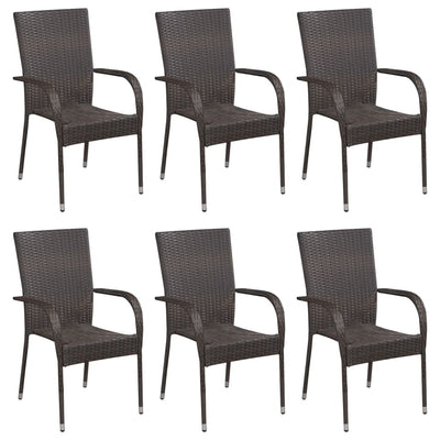 7 Piece Garden Dining Set Brown