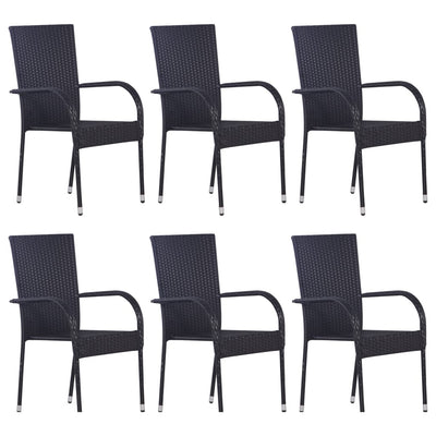 7 Piece Garden Dining Set Black