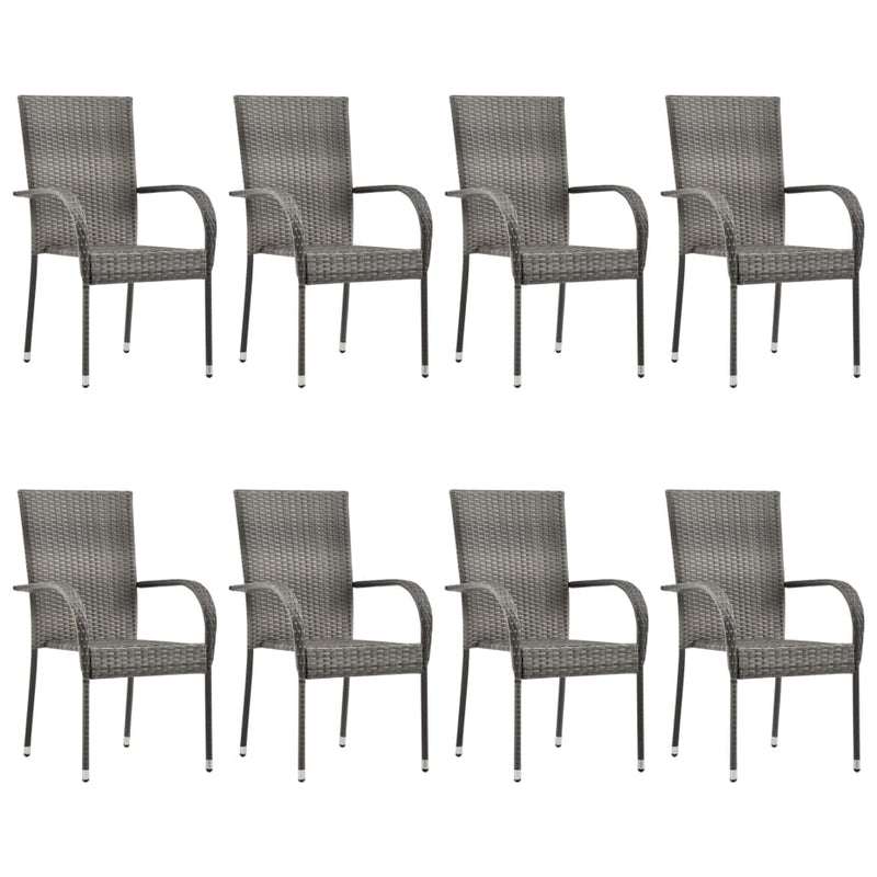 9 Piece Garden Dining Set Grey