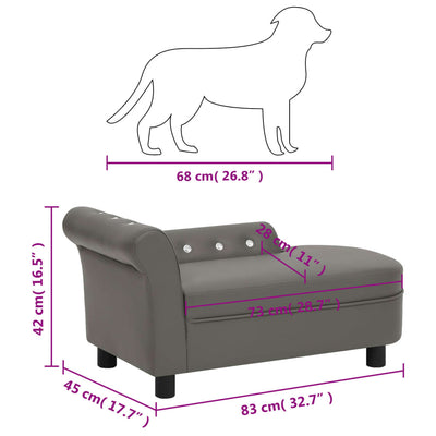 Dog Sofa Grey 83x45x42 cm Faux Leather