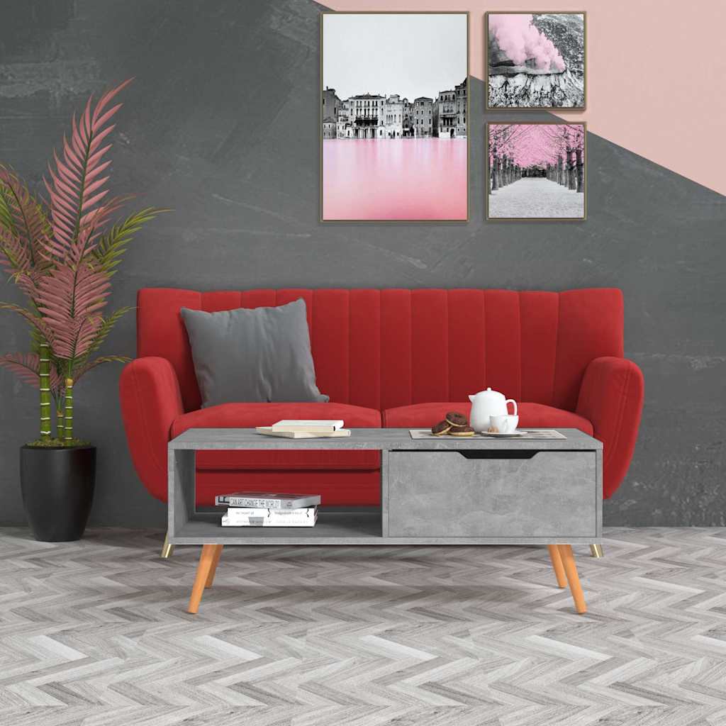 vidaXL Coffee Table | Concrete grey | Engineered wood, MDF | 100 cm 1