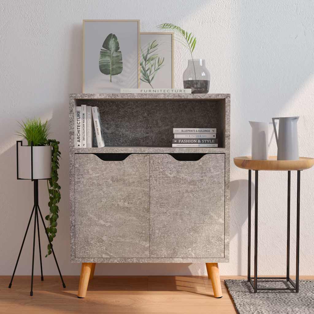 vidaXL Sideboard | Concrete Grey | Engineered Wood | Medium | Sideboard 1