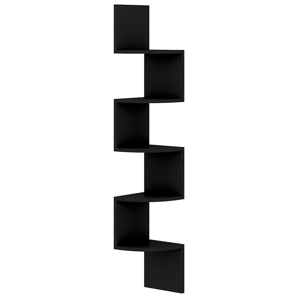 vidaXL Wall Corner Shelf | Black | Engineered wood | 19x19x123 cm | Corner Shelf 2