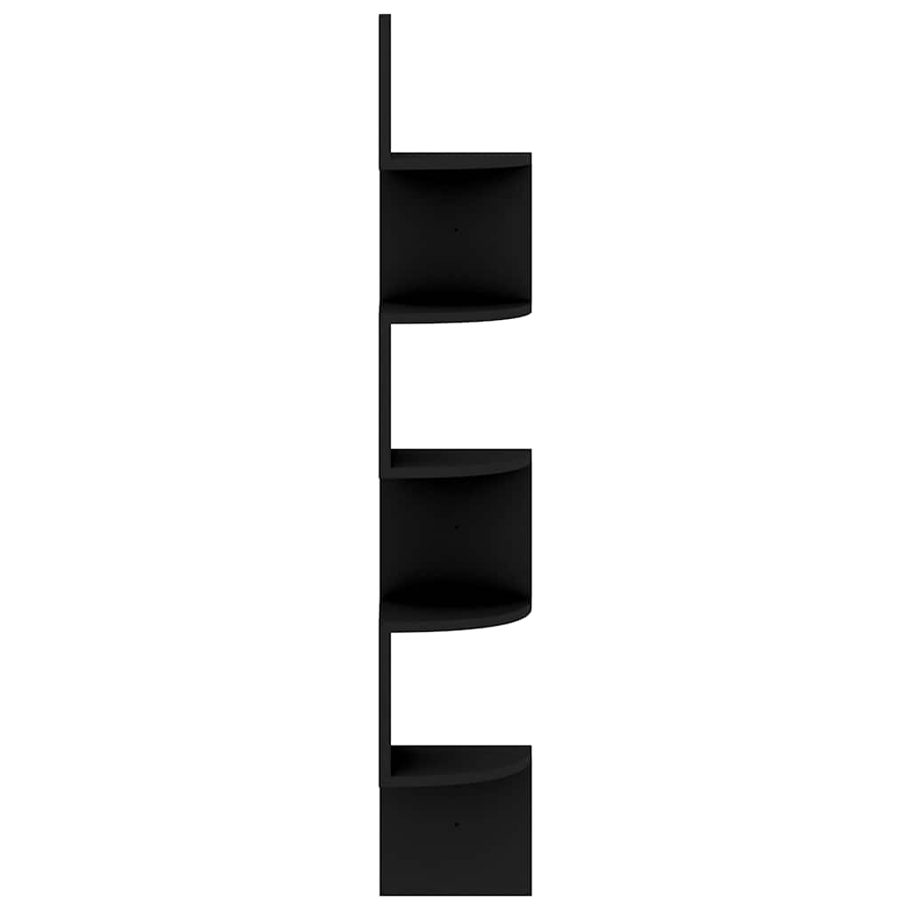 vidaXL Wall Corner Shelf | Black | Engineered wood | 19x19x123 cm | Corner Shelf 4