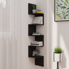 vidaXL Wall Corner Shelf | Black | Engineered wood | 19x19x123 cm | Corner Shelf 1