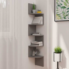 vidaXL Wall Corner Shelf | Grey | Engineered wood | 19x19x123 cm | Wall mounting 1