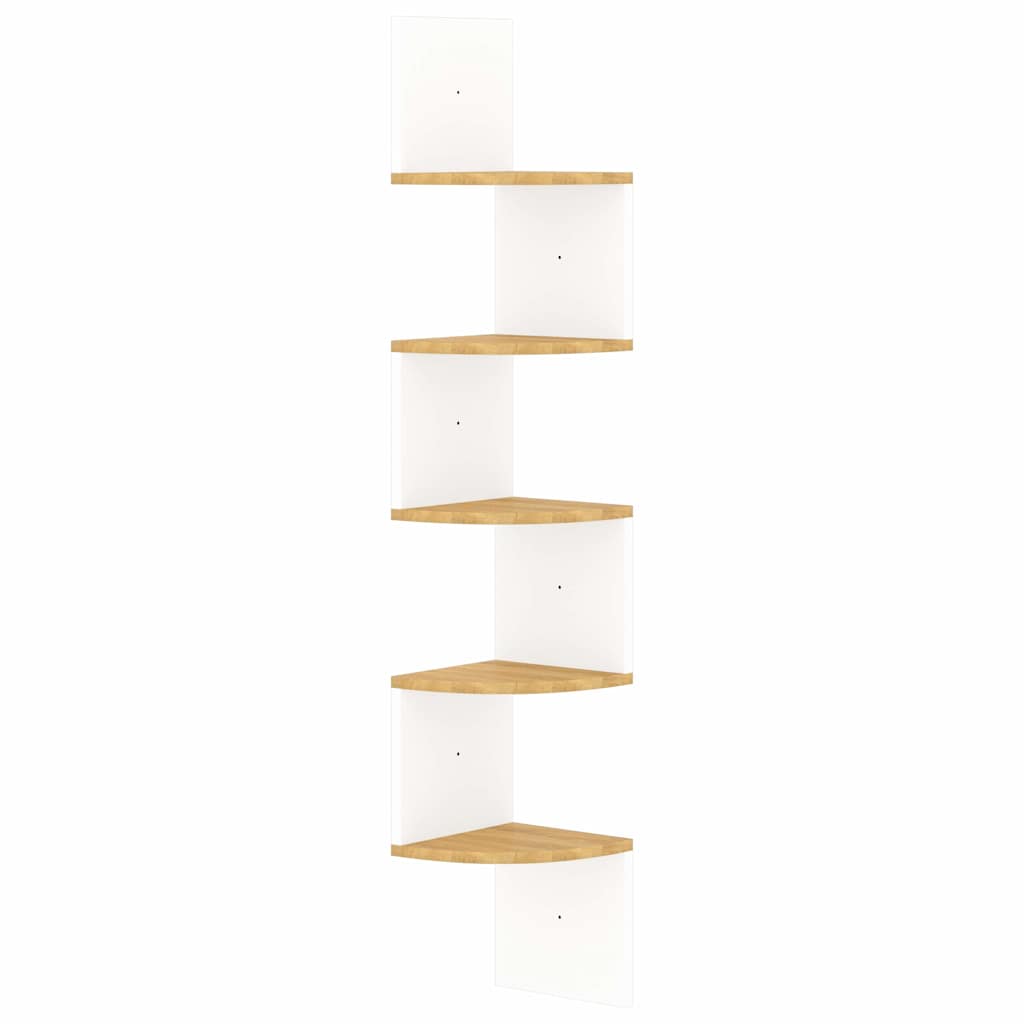 vidaXL Wall Corner Shelf | White and Sonoma Oak | Engineered wood | Medium 2