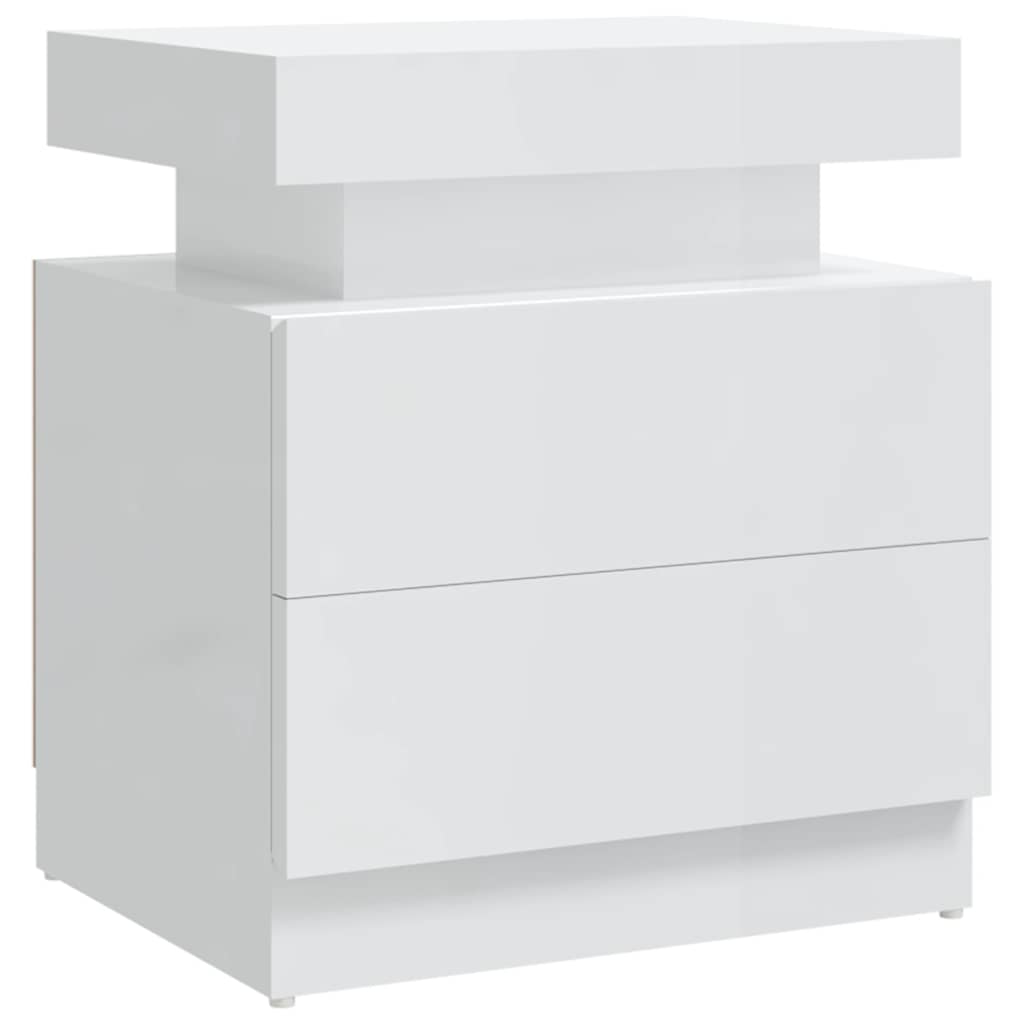 vidaXL Bedside Cabinet High Gloss White 45x35x52 cm Engineered Wood 2