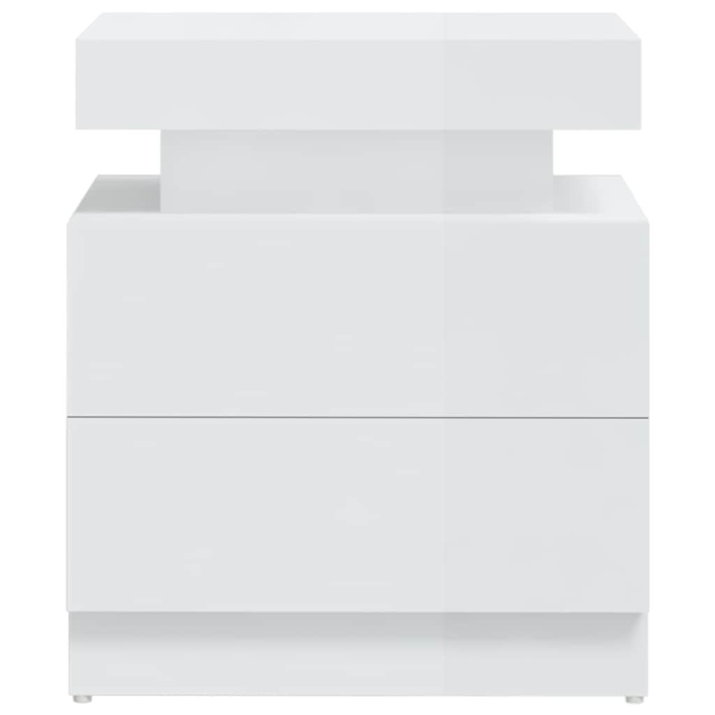 vidaXL Bedside Cabinet High Gloss White 45x35x52 cm Engineered Wood 4