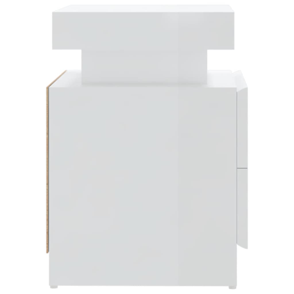 vidaXL Bedside Cabinet High Gloss White 45x35x52 cm Engineered Wood 5