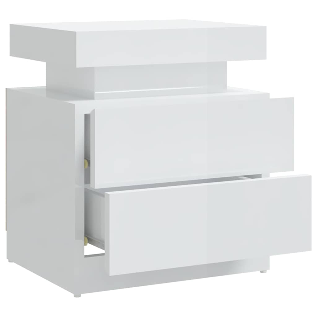 vidaXL Bedside Cabinet High Gloss White 45x35x52 cm Engineered Wood 6