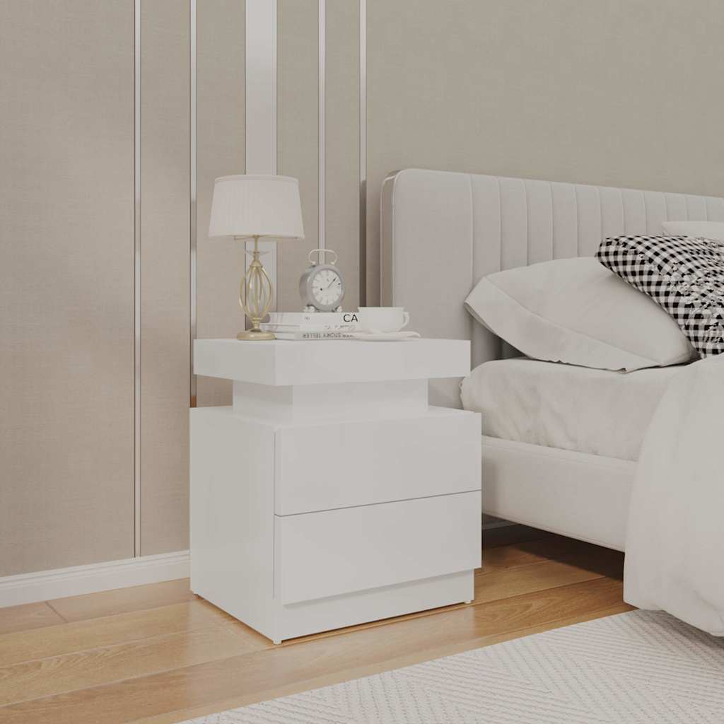 vidaXL Bedside Cabinet High Gloss White 45x35x52 cm Engineered Wood 1