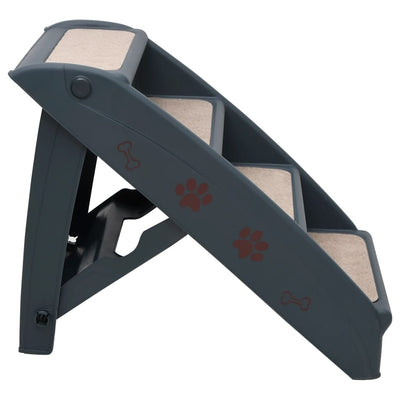 Folding 4-Step Dog Stairs Dark Grey